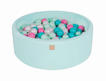 Ronde Ballenbak 200 ballen 90x30cm - Mint met parel witte, turquoise, licht roze en mint ballen